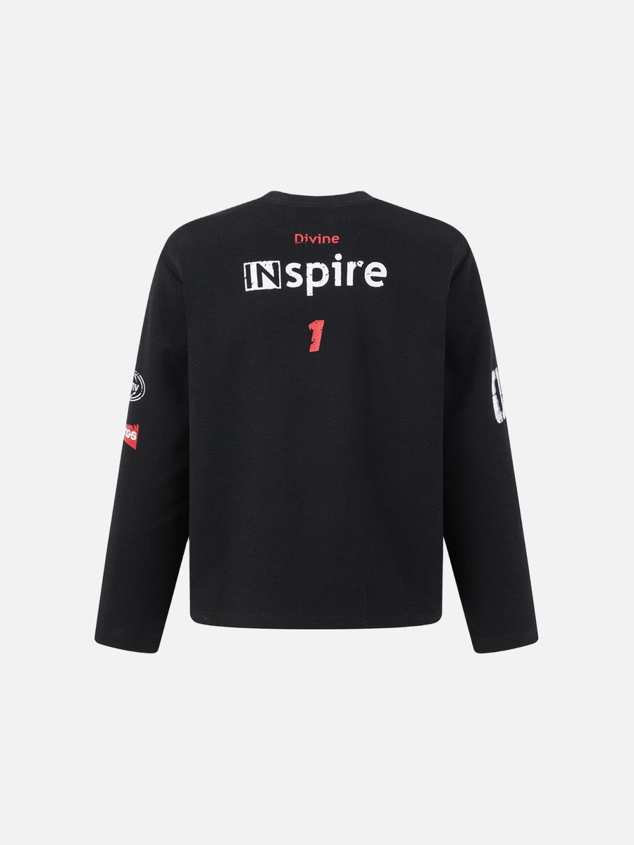 Bold Mixed Graphic Long-Sleeve Top