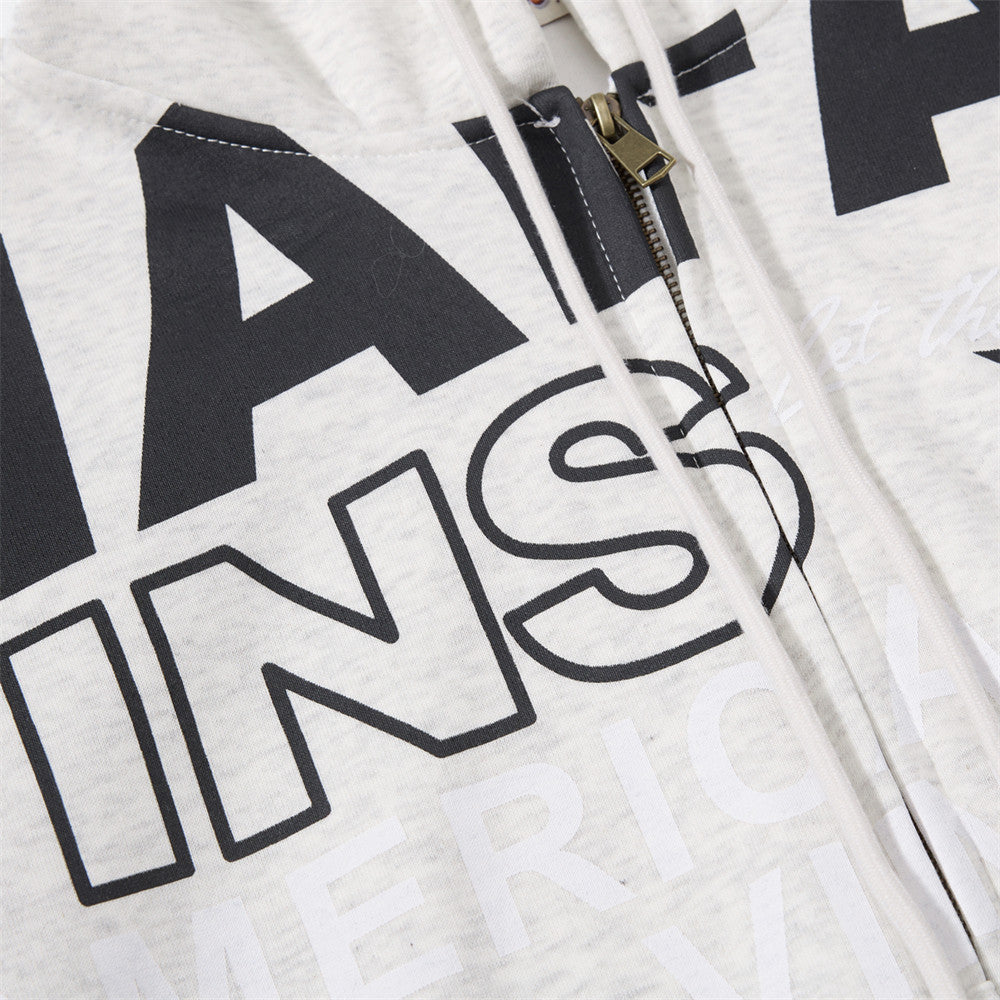 Bold Multi-Line Graphic Zip-Up Hoodie