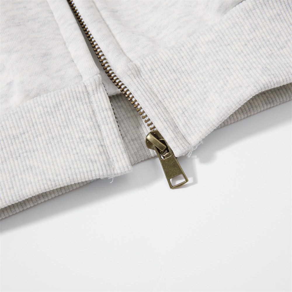Bold Multi-Line Graphic Zip-Up Hoodie