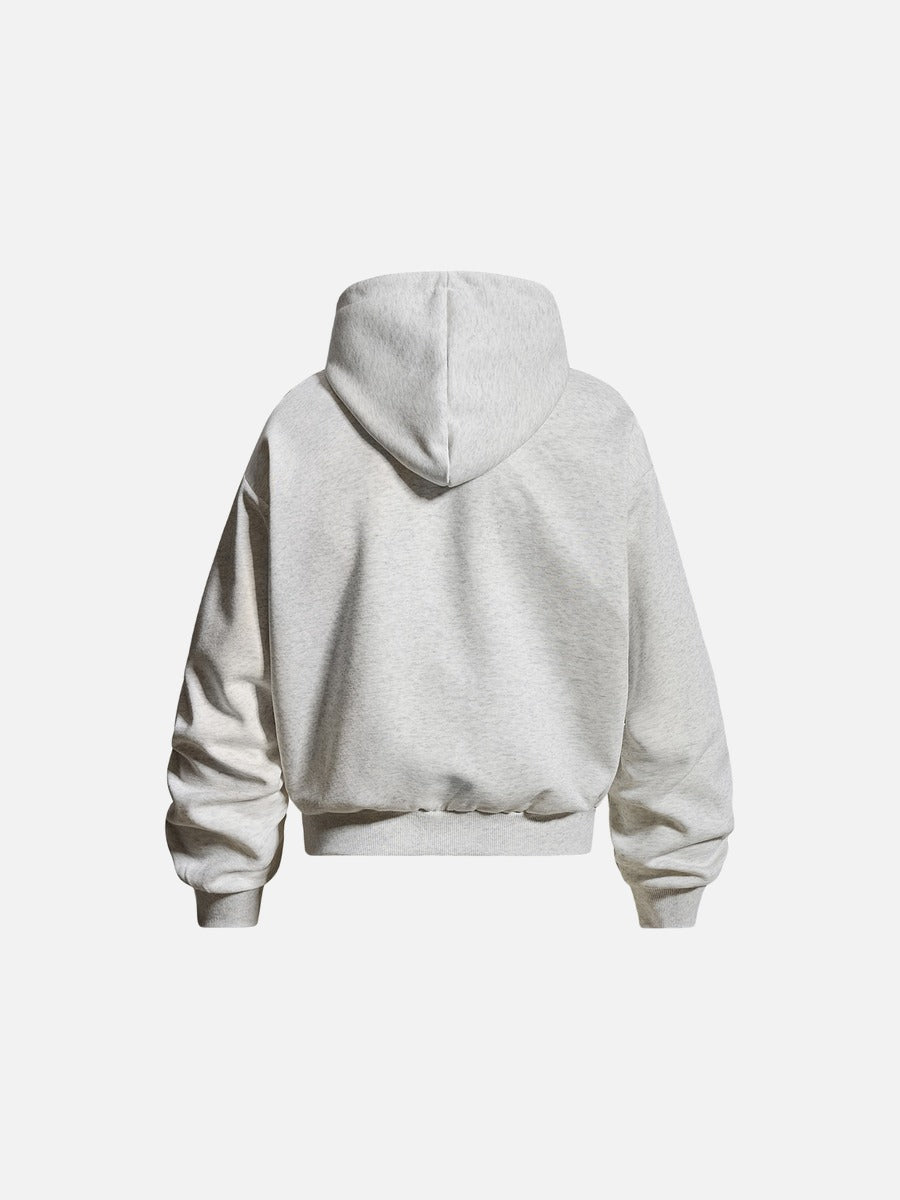 Bold Multi-Line Graphic Zip-Up Hoodie