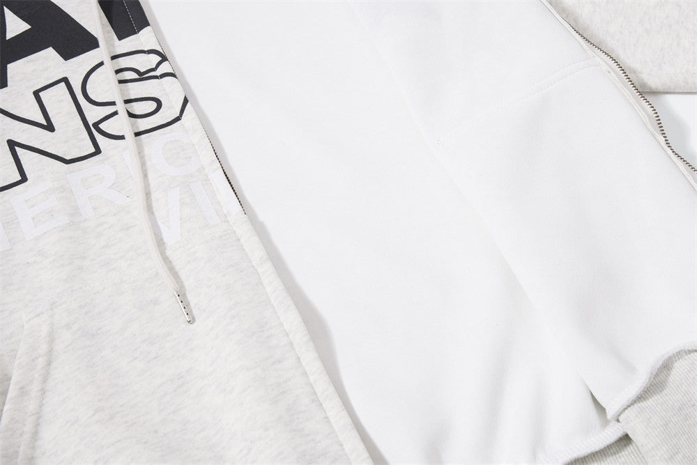 Bold Multi-Line Graphic Zip-Up Hoodie