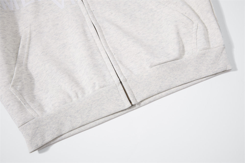 Bold Multi-Line Graphic Zip-Up Hoodie