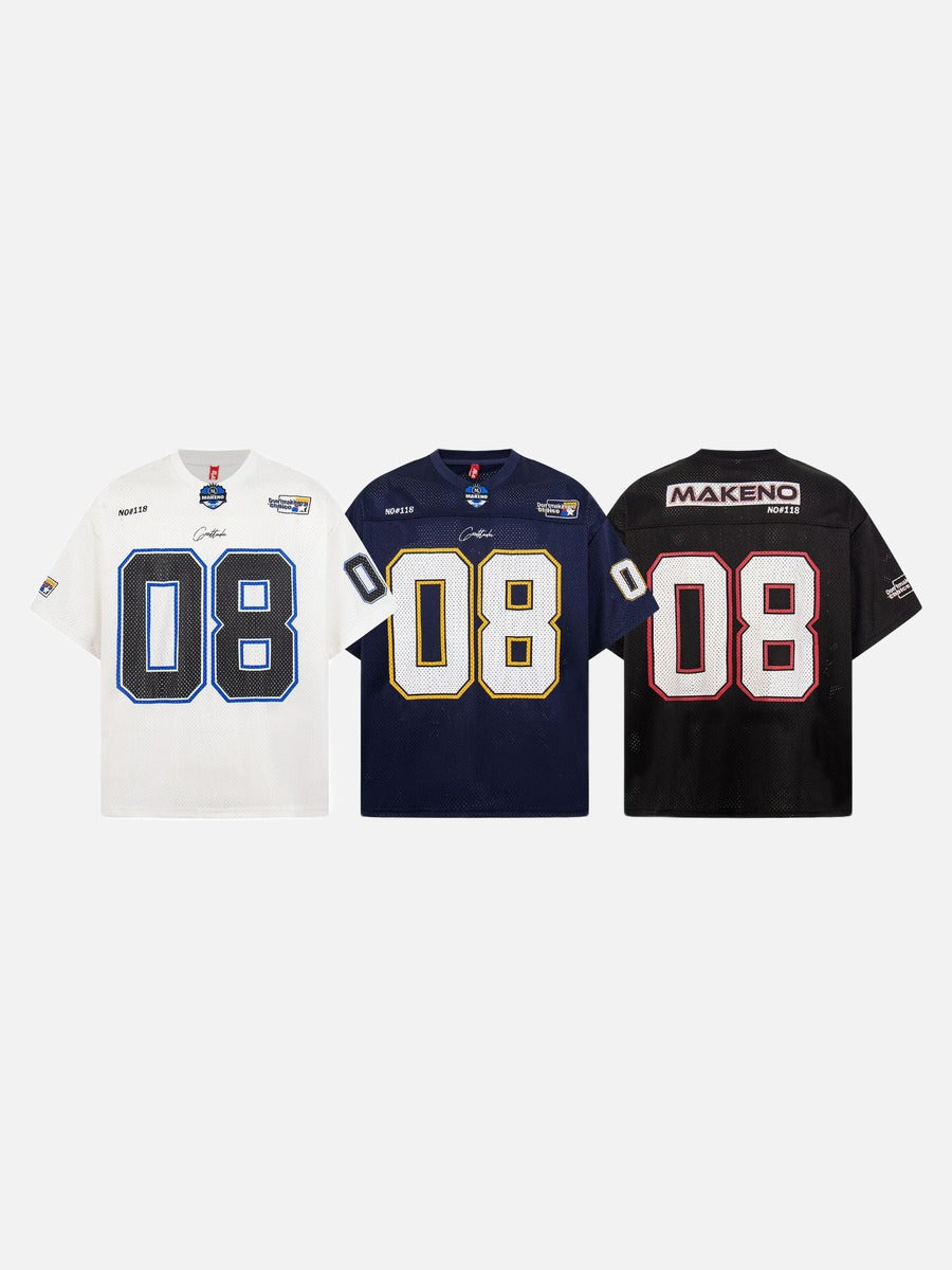 Bold Numeral Mesh T-Shirt with Wordmark