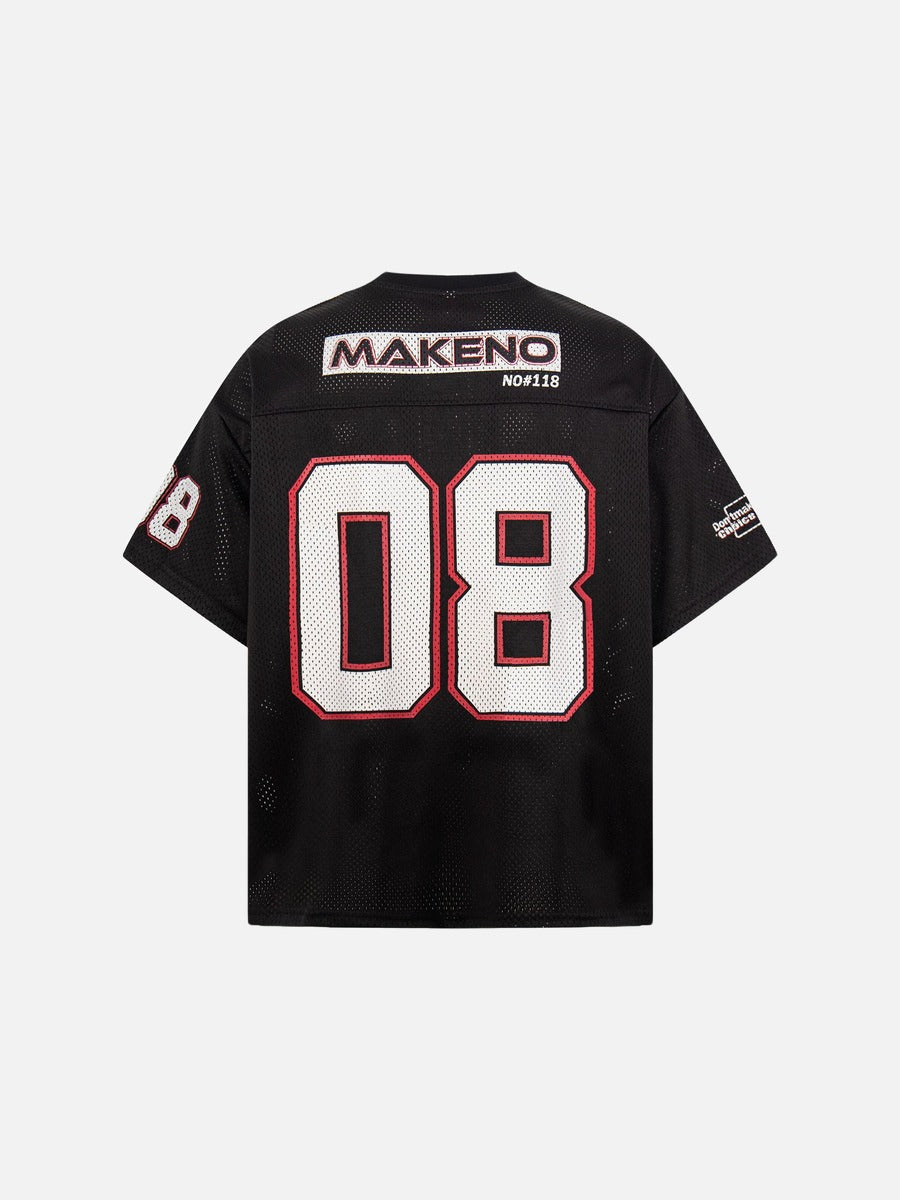 Bold Numeral Mesh T-Shirt with Wordmark