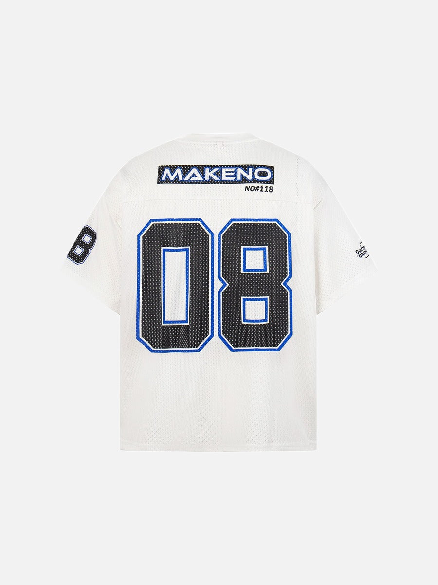 Bold Numeral Mesh T-Shirt with Wordmark
