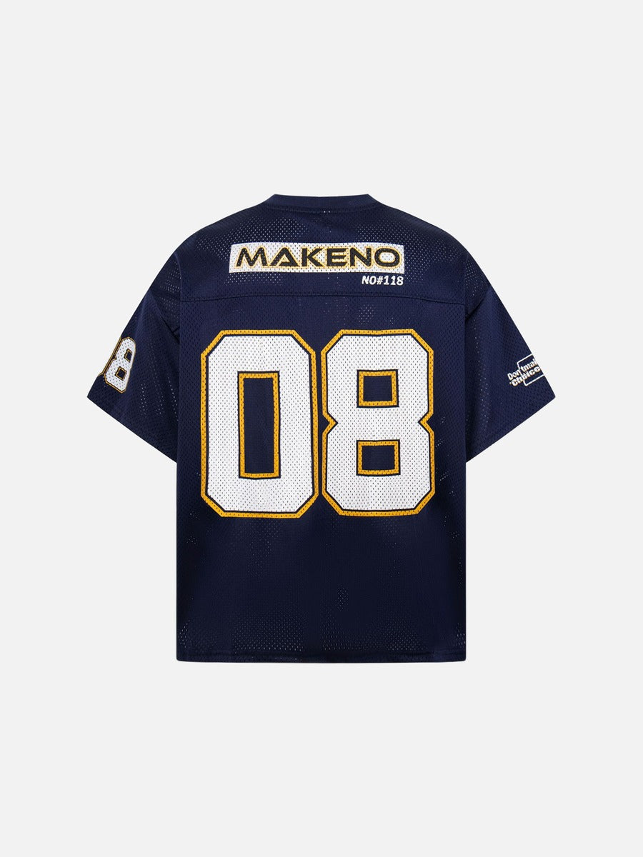 Bold Numeral Mesh T-Shirt with Wordmark