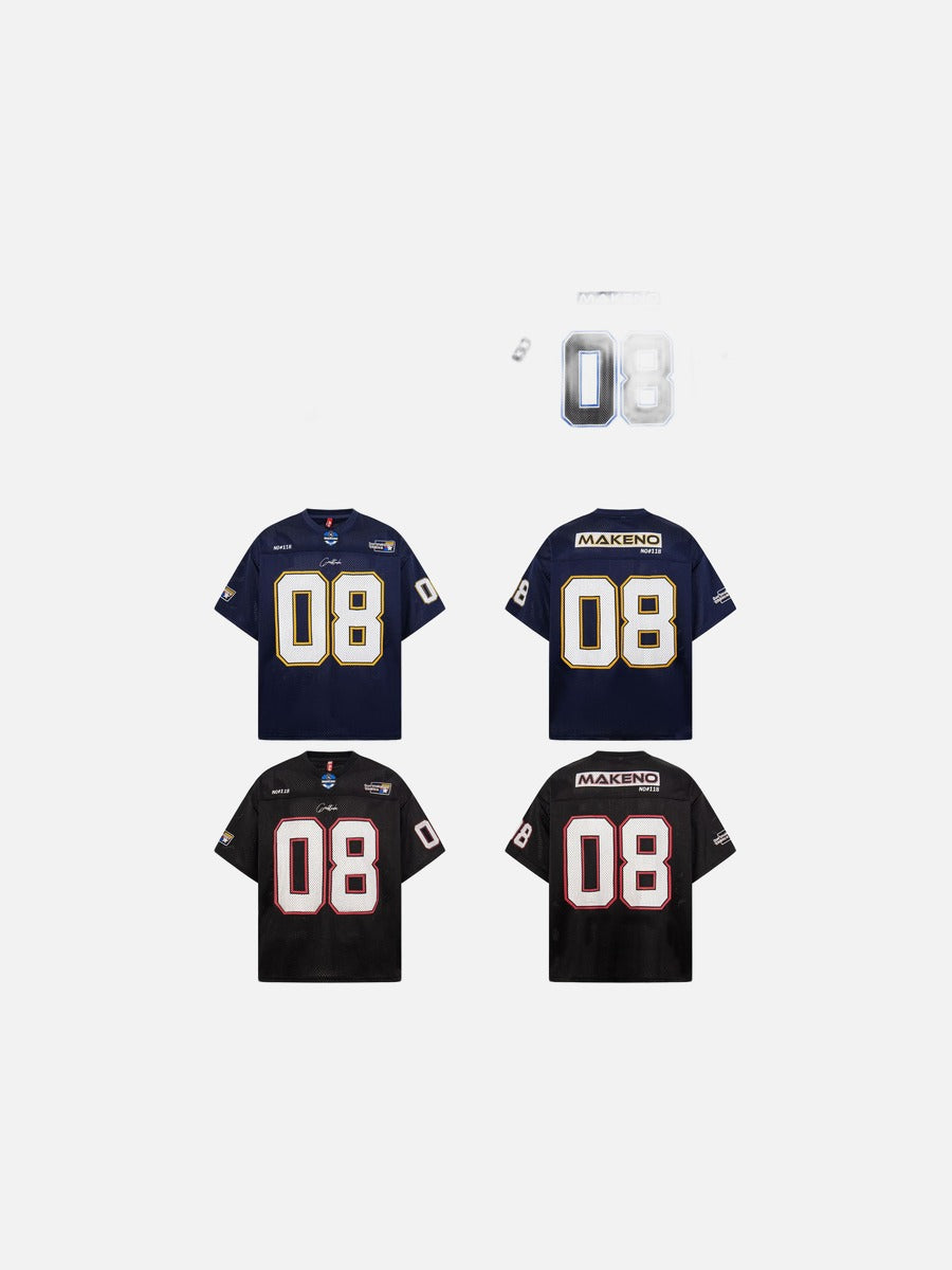 Bold Numeral Mesh T-Shirt with Wordmark