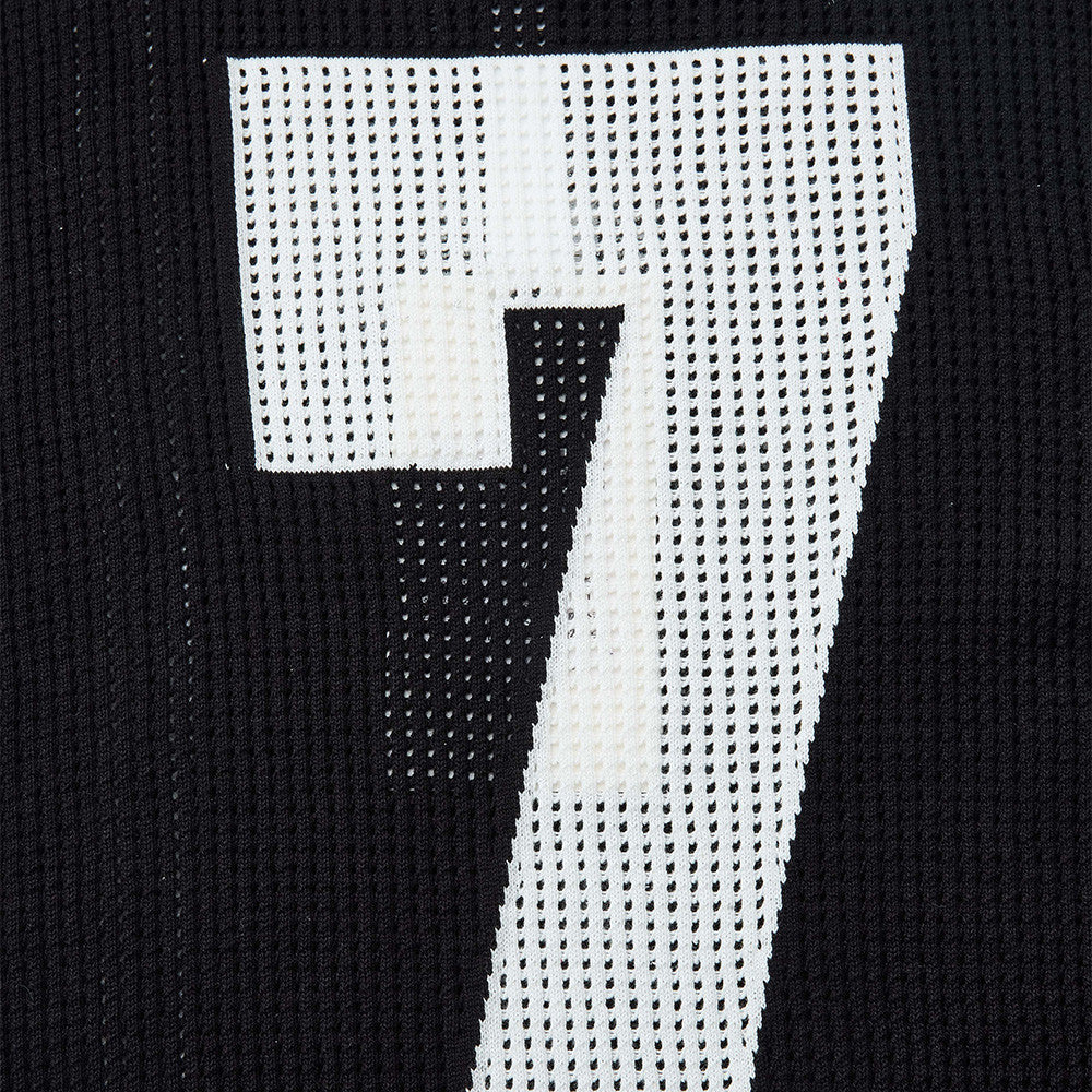 Bold Perforated '7' Black Knit Polo