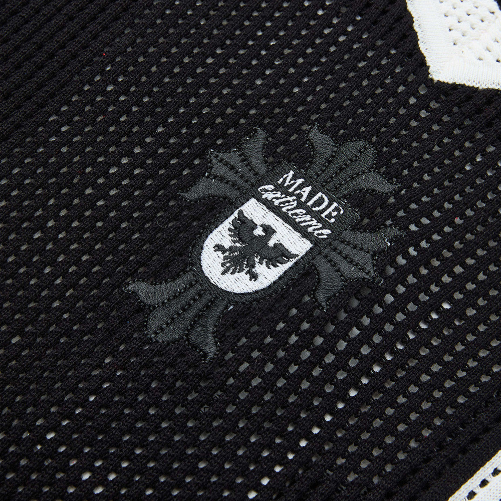 Bold Perforated '7' Black Knit Polo