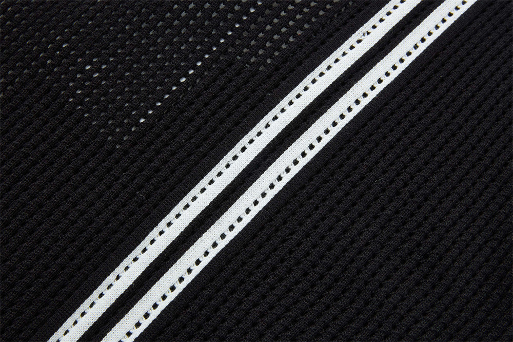 Bold Perforated '7' Black Knit Polo