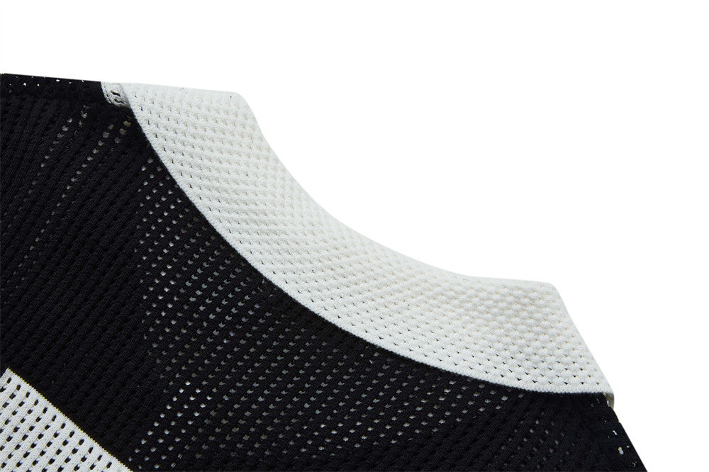 Bold Perforated '7' Black Knit Polo