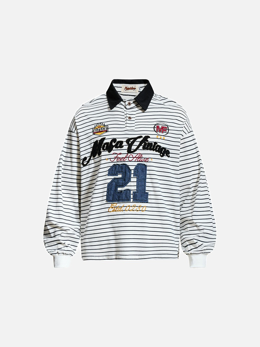 Bold Script Denim Appliqué Polo