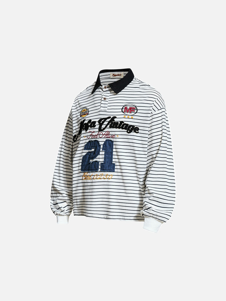 Bold Script Denim Appliqué Polo