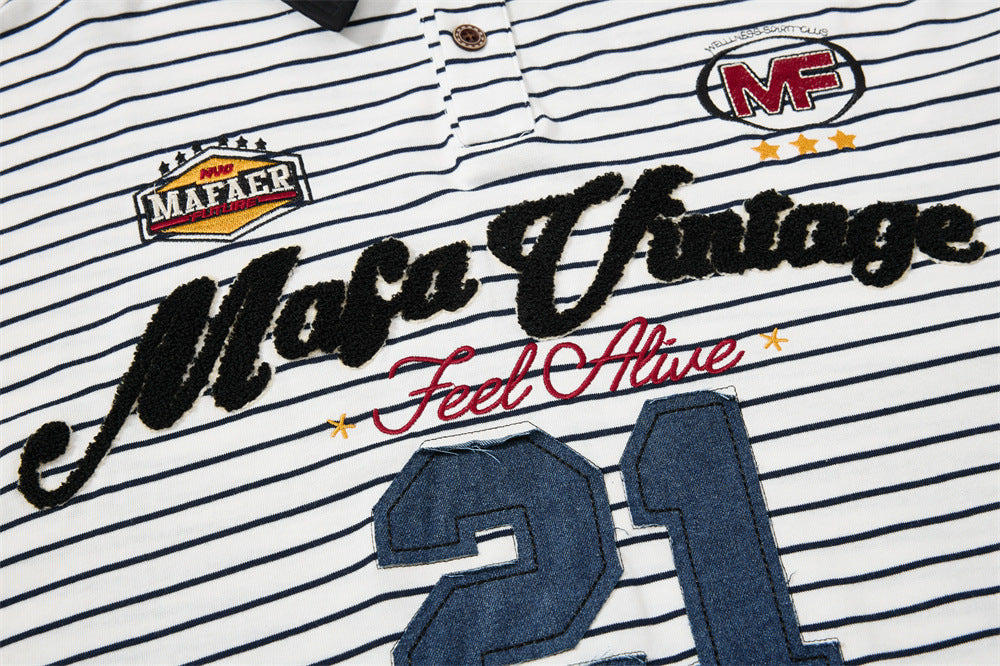 Bold Script Denim Appliqué Polo