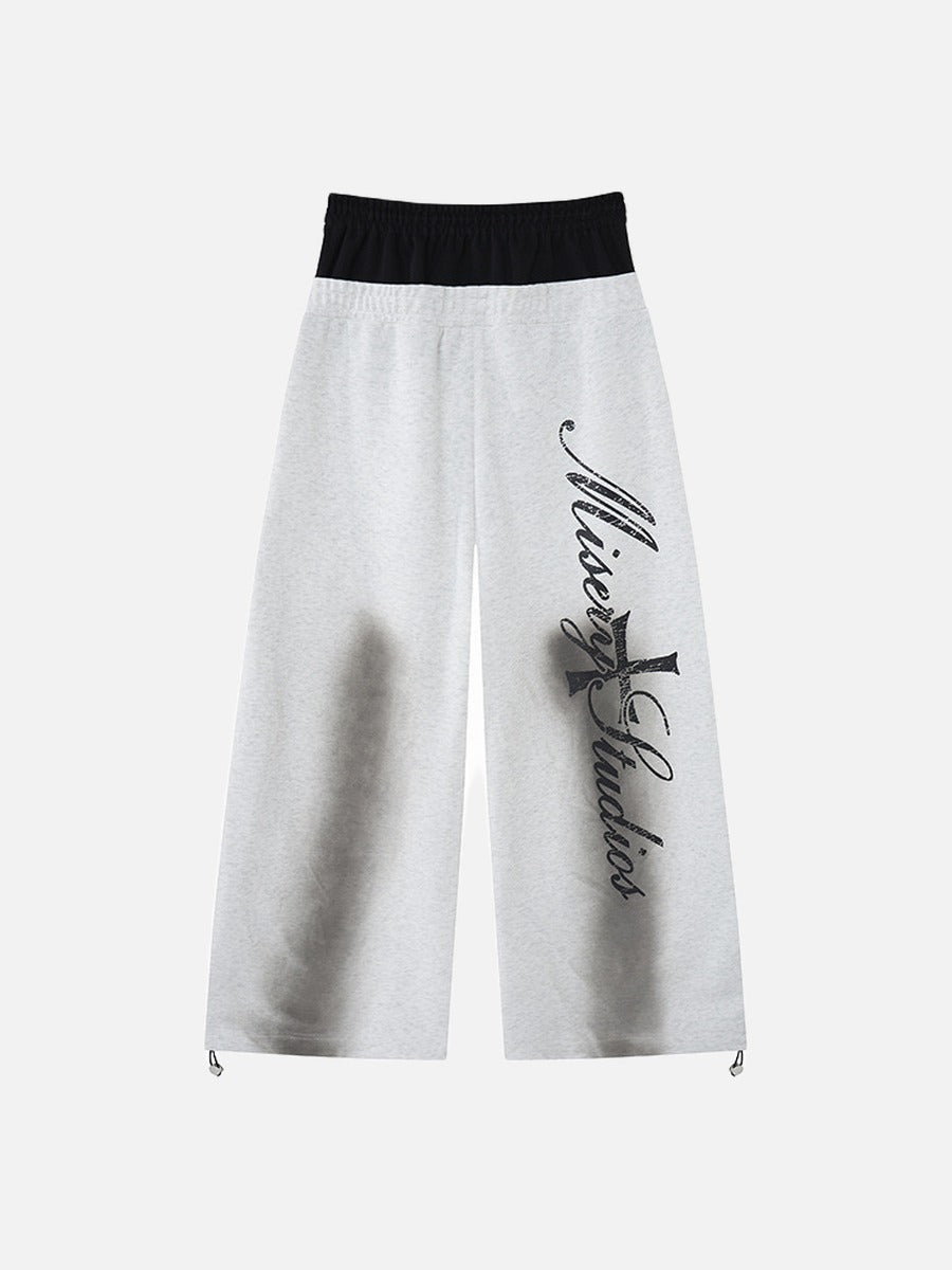 Bold Script Graphic Wide-Leg Sweatpants