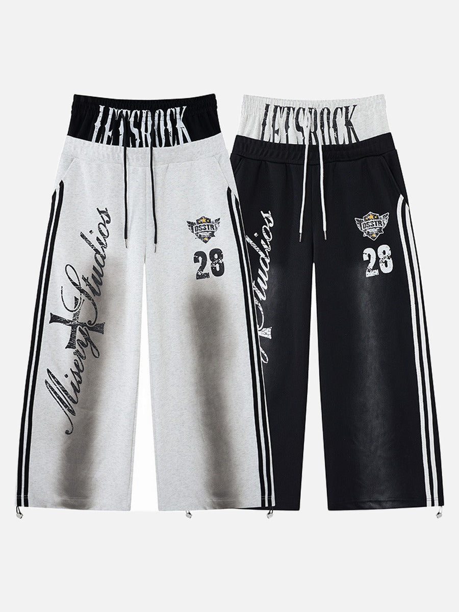 Bold Script Graphic Wide-Leg Sweatpants