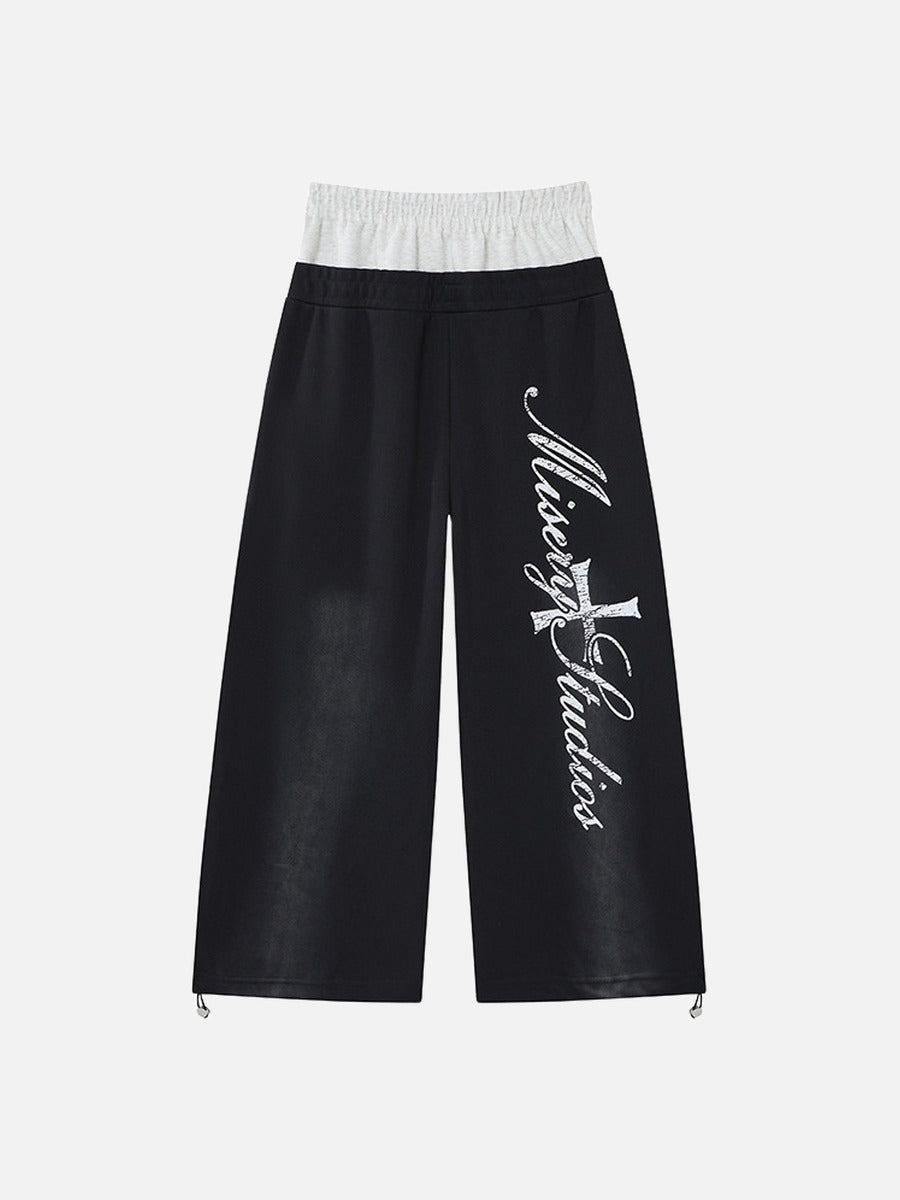 Bold Script Graphic Wide-Leg Sweatpants