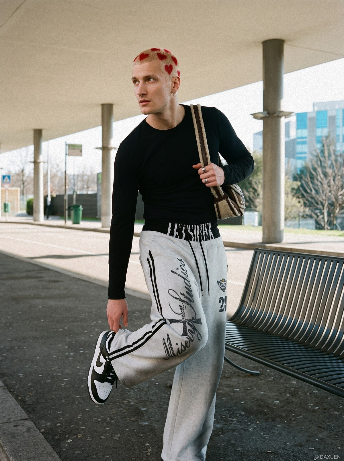 Bold Script Graphic Wide-Leg Sweatpants