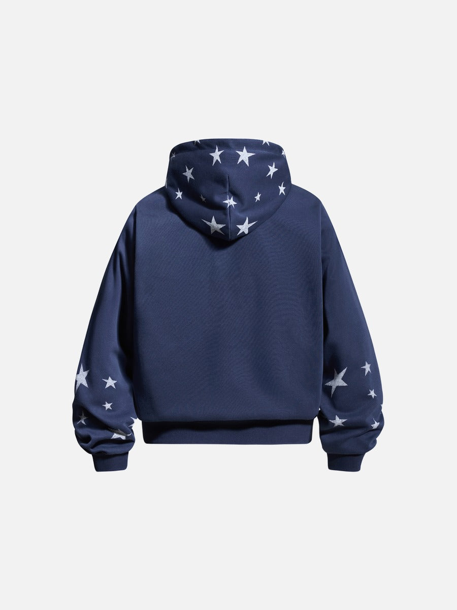 Bold Star-Graphic Full-Zip Hoodie