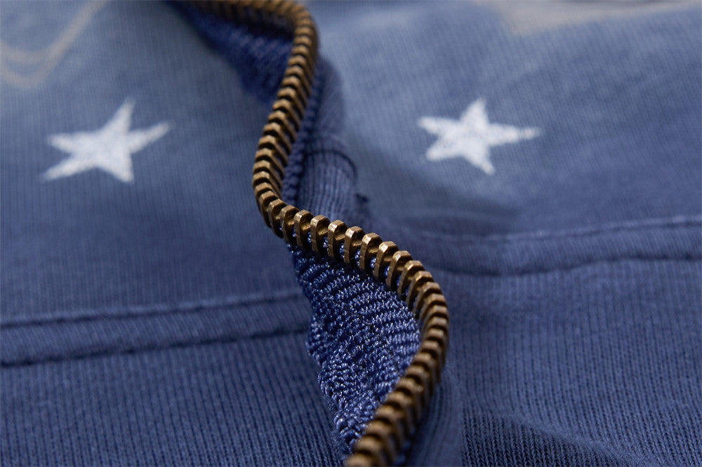 Bold Star-Graphic Full-Zip Hoodie