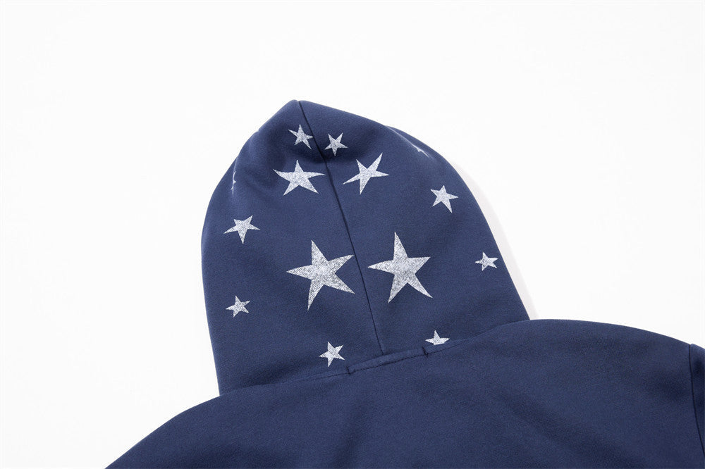 Bold Star-Graphic Full-Zip Hoodie