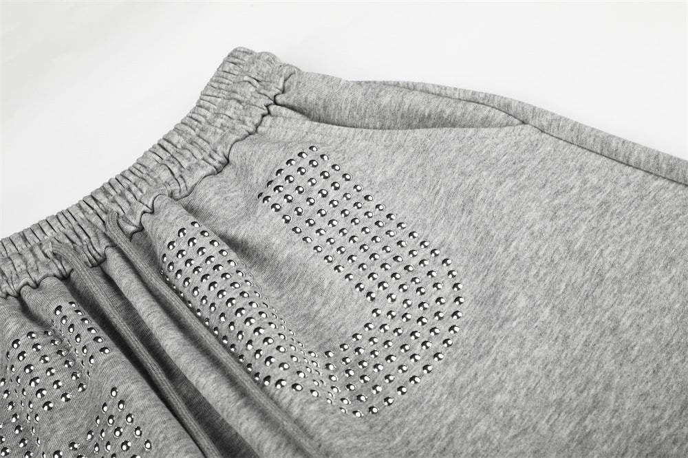 Bold Studded Letter Graphic Wide-Leg Sweatpants