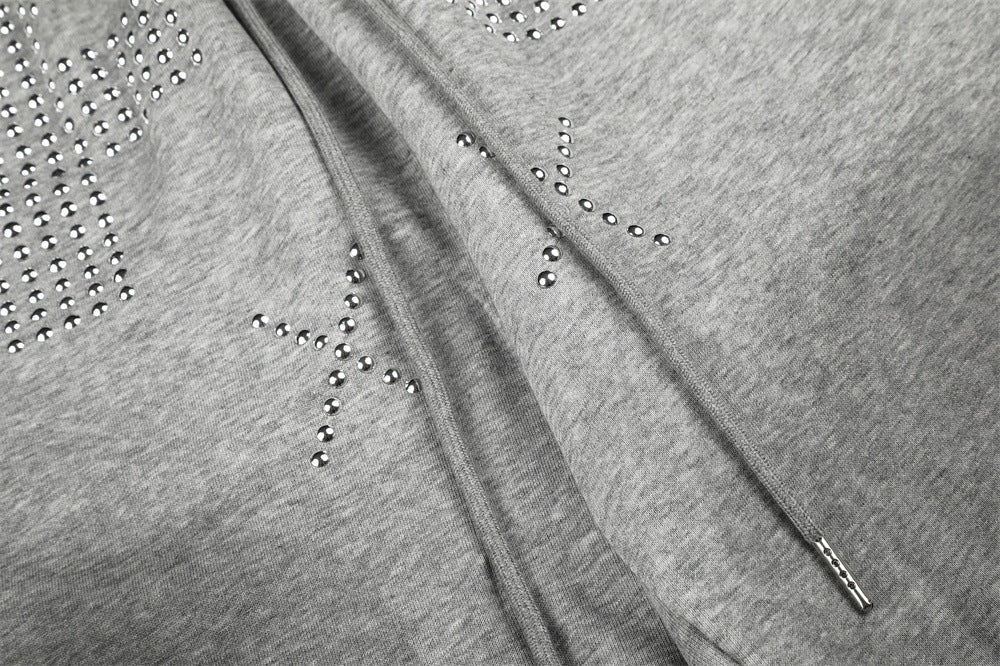 Bold Studded Letter Graphic Wide-Leg Sweatpants
