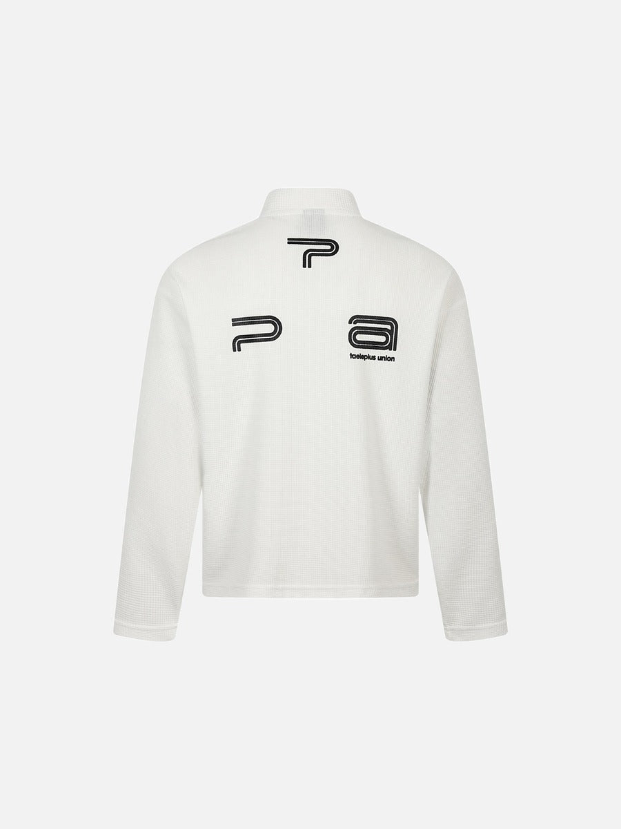 DAXUEN black mock neck pullover with bold wavy graphics