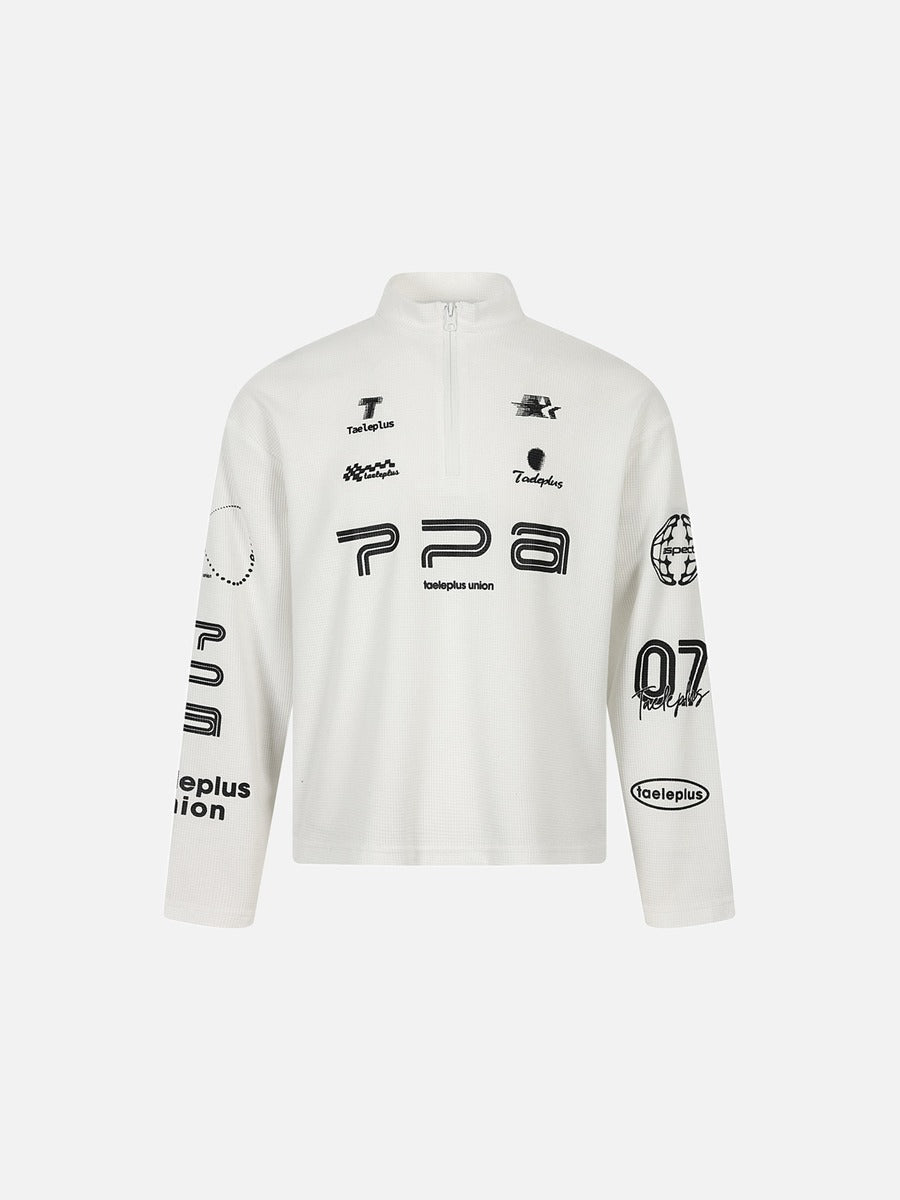 DAXUEN black mock neck pullover with bold wavy graphics