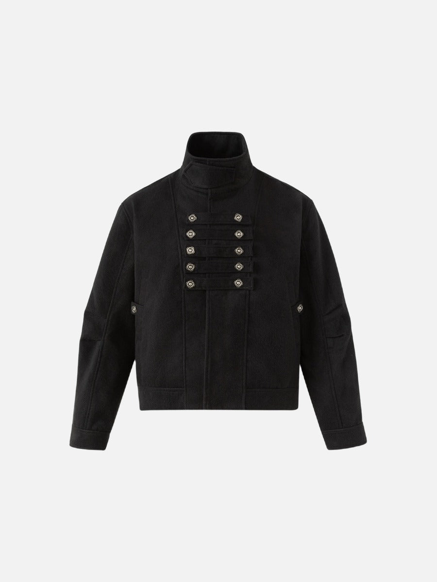 Boxy Black Jacket with Silver Buttons