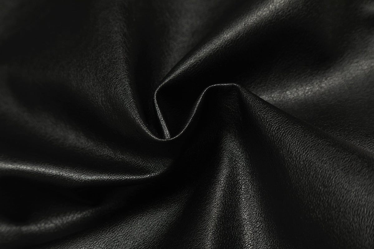 DAXUEN black cropped burgundy-blocked racer faux leather jacket