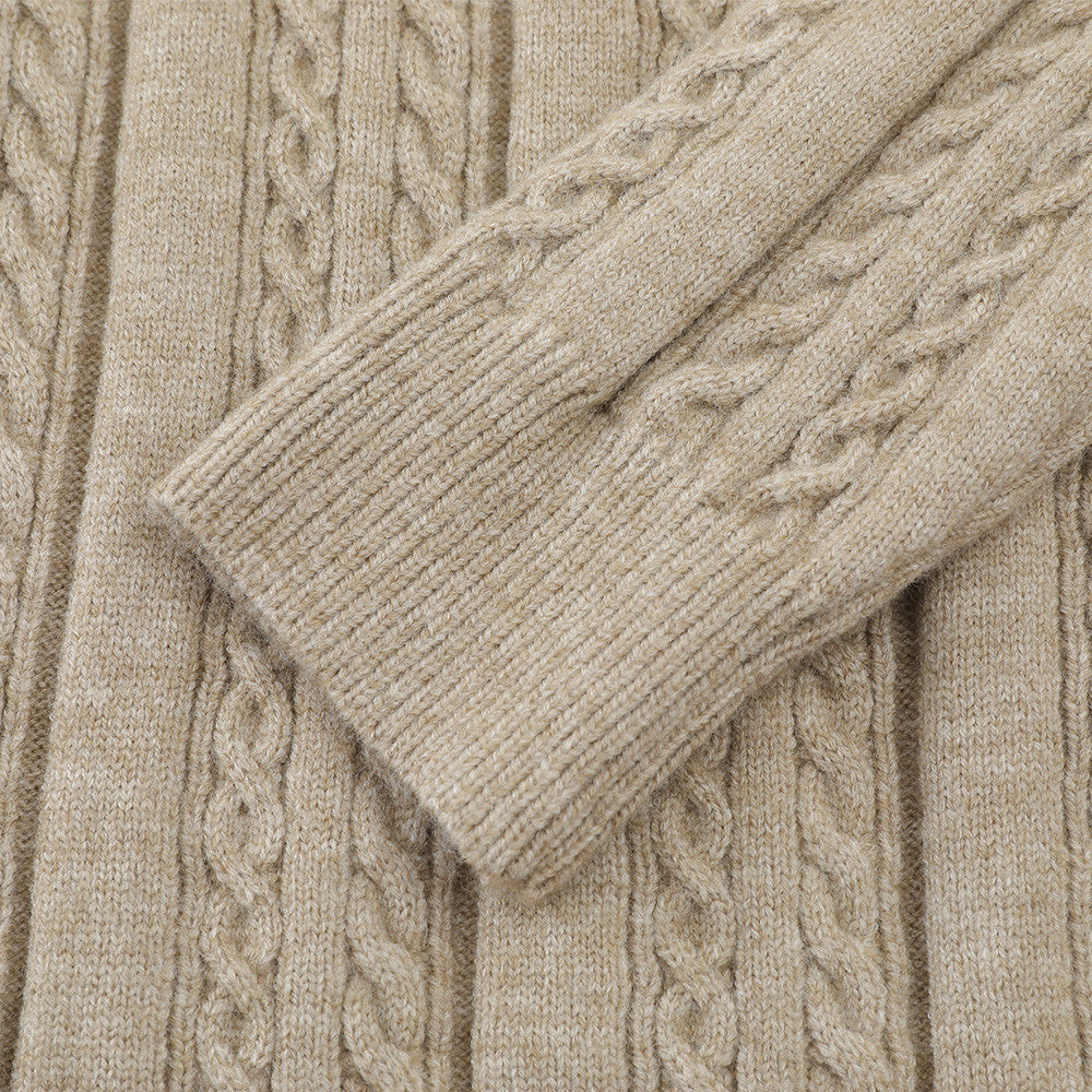 DAXUEN grey cable knit V-neck sweater