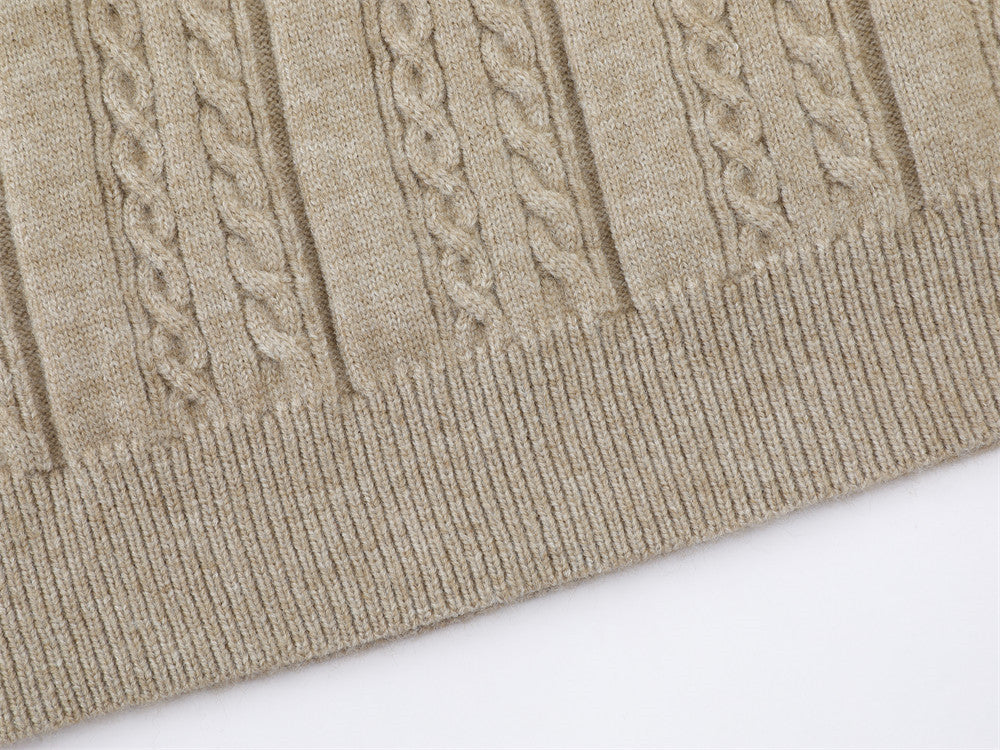 DAXUEN grey cable knit V-neck sweater