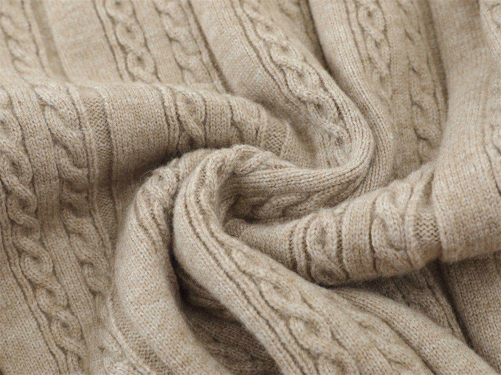DAXUEN grey cable knit V-neck sweater