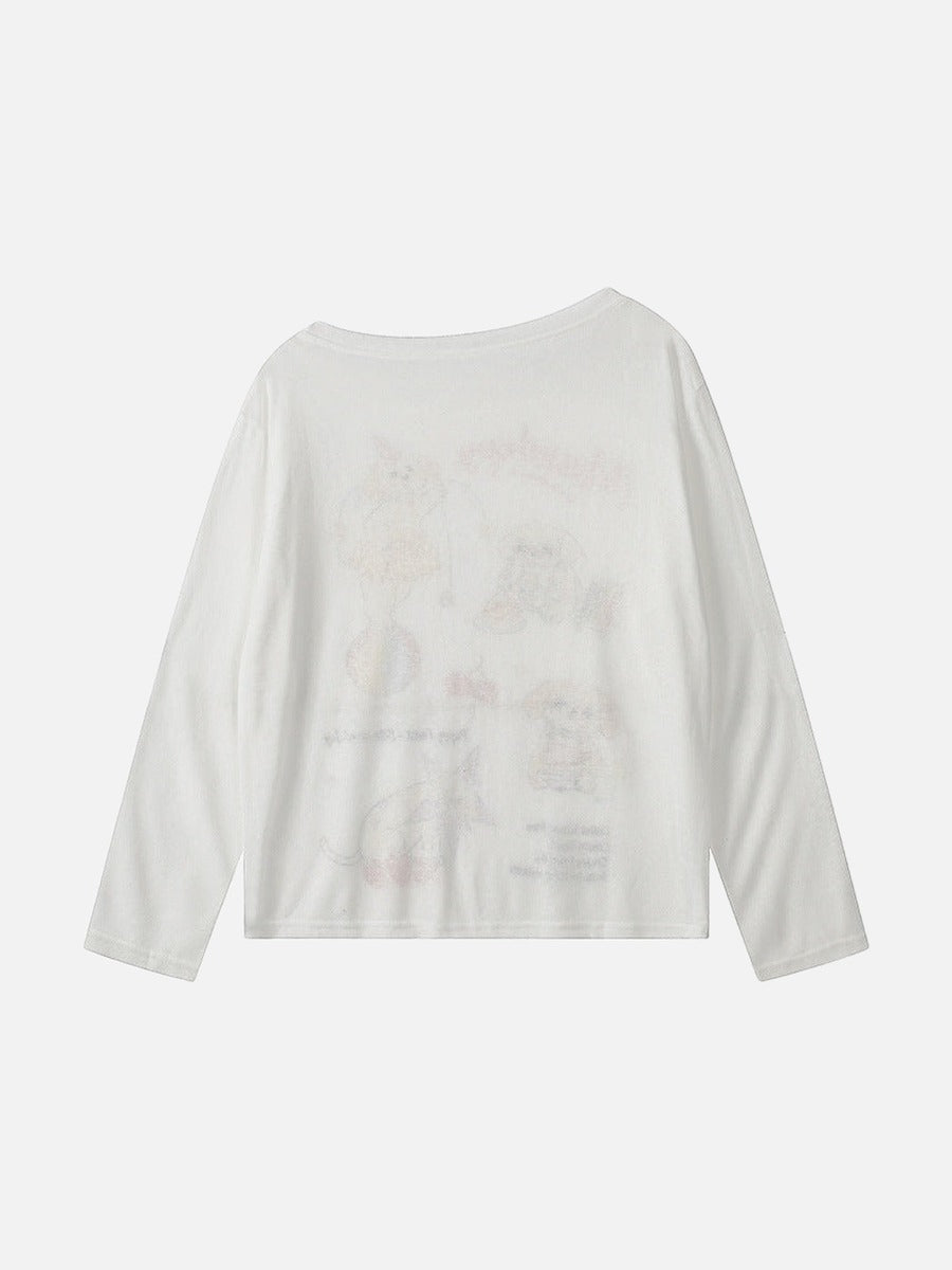 T-shirt à manches longues avec motif chien de dessin animé