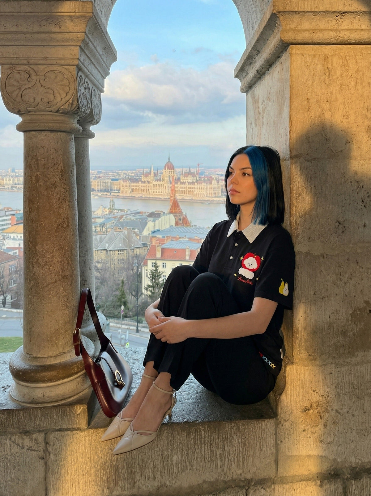 Poloshirt mit Cartoon-Stickerei – lockere Passform
