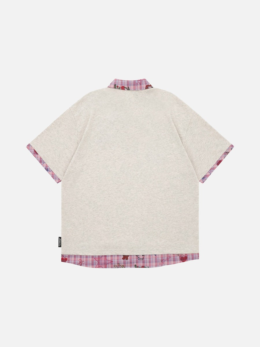 Polo à motif cartoon superposé