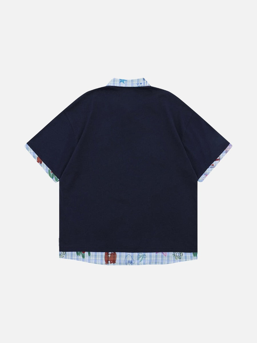 Polo à motif cartoon superposé