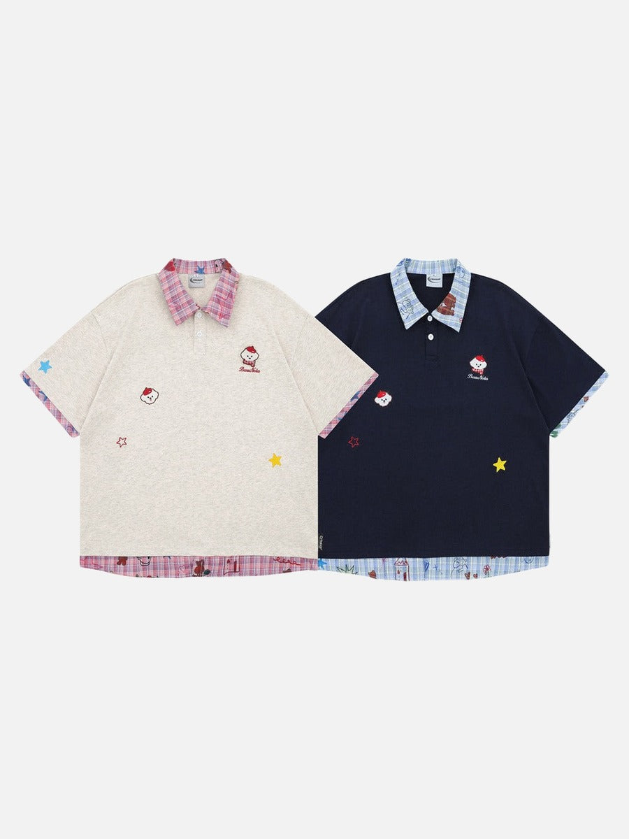 Polo à motif cartoon superposé