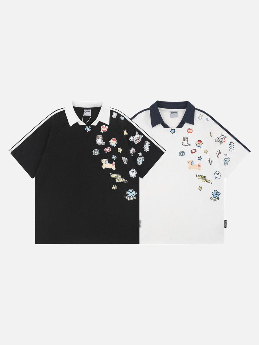 Cartoon Graphics Polo Shirt – Short Sleeve