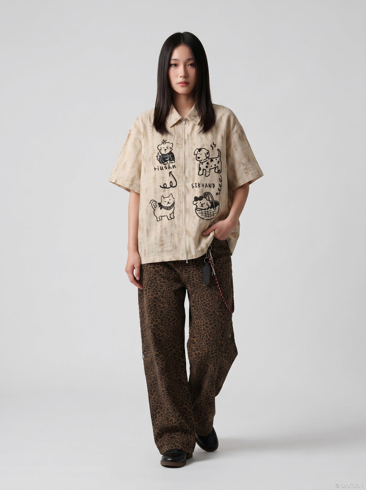 Cartoon Tie-Dye Short-Sleeve Shirt