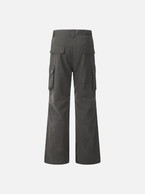 Charcoal Grey Cargo Pants with Multiple Pockets - Tobacco Brown / S