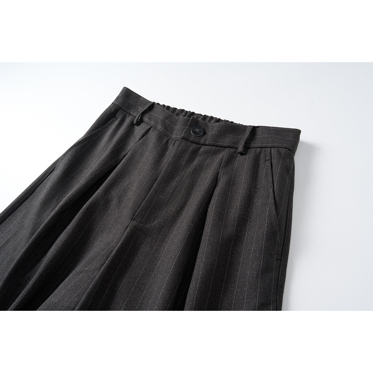 Charcoal Wide-Leg Trousers with Vertical Seams