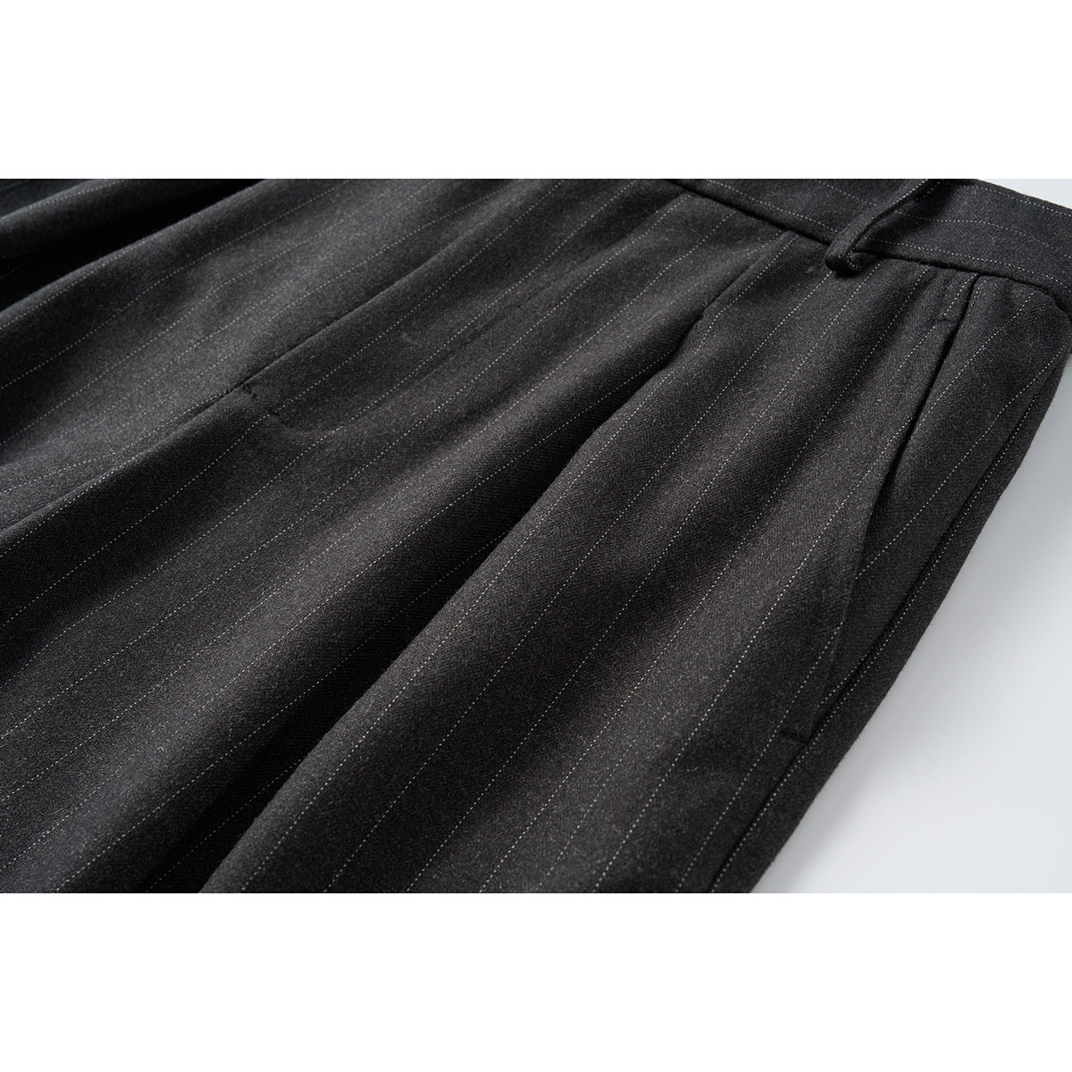 Charcoal Wide-Leg Trousers with Vertical Seams