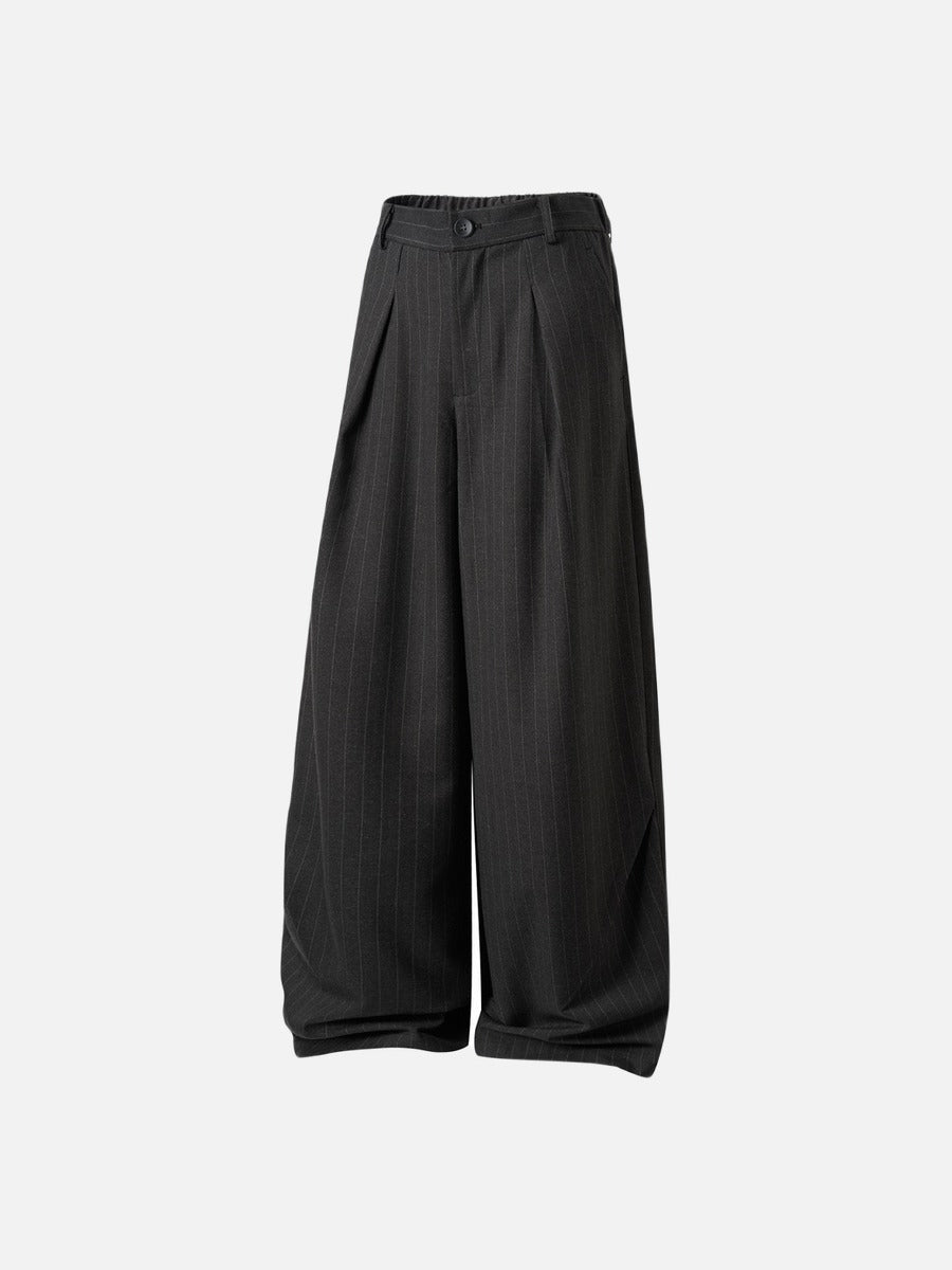 Charcoal Wide-Leg Trousers with Vertical Seams