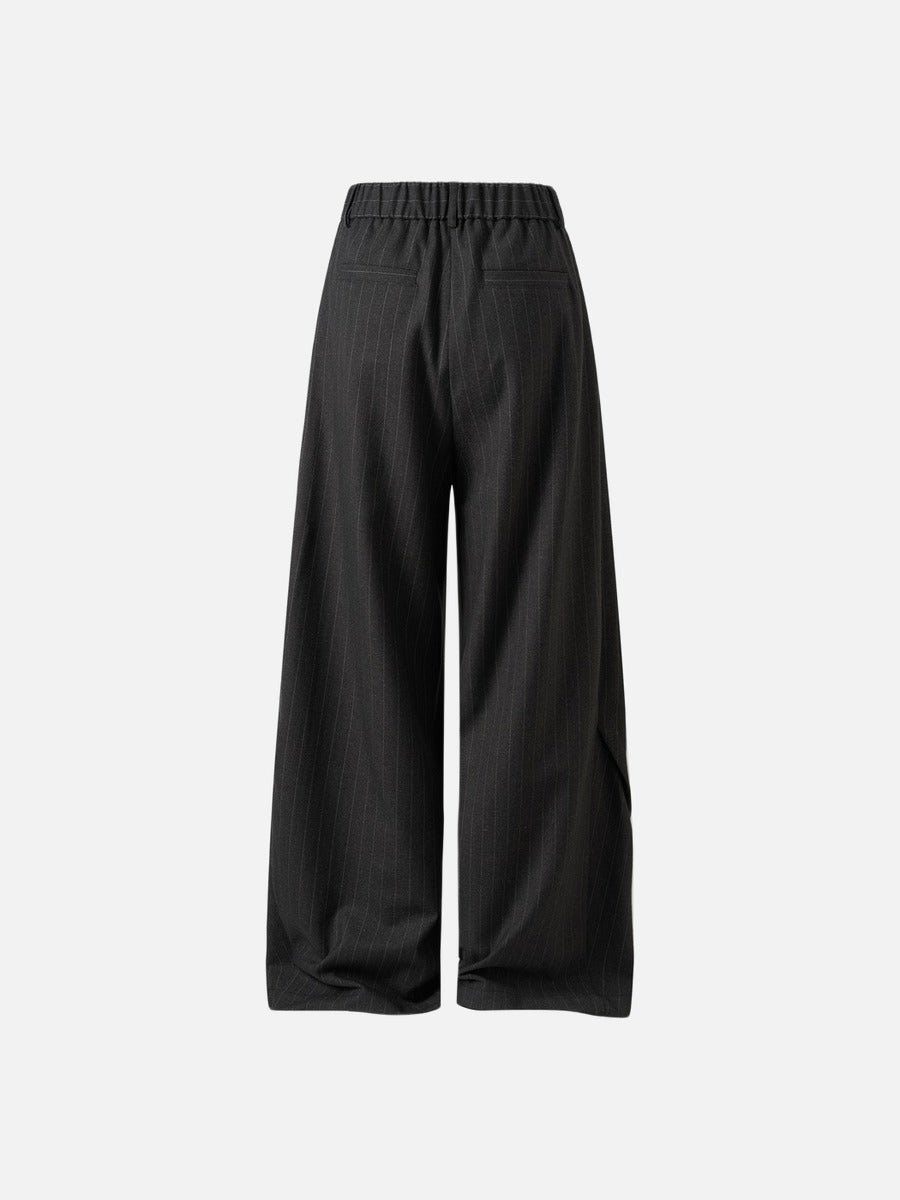 Charcoal Wide-Leg Trousers with Vertical Seams
