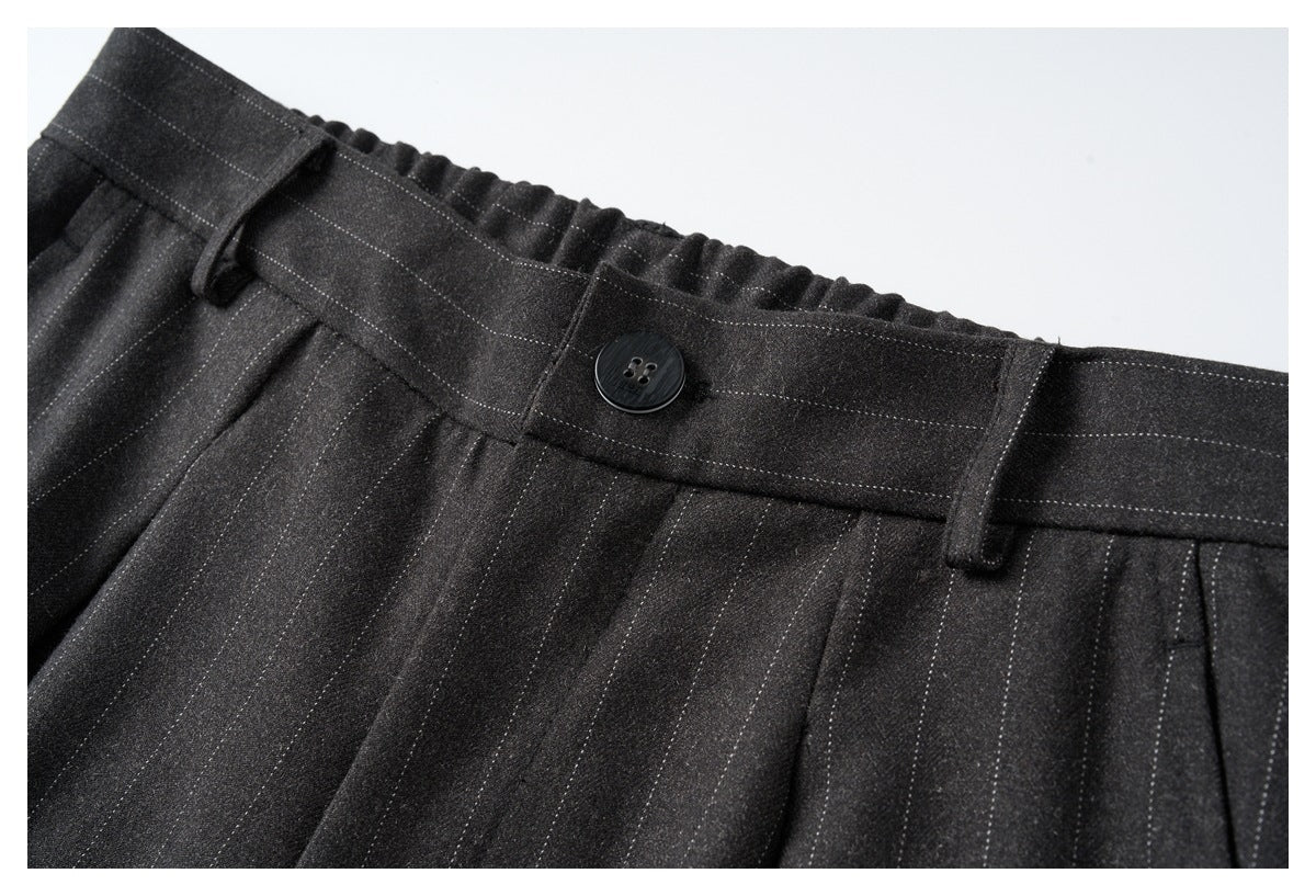 Charcoal Wide-Leg Trousers with Vertical Seams