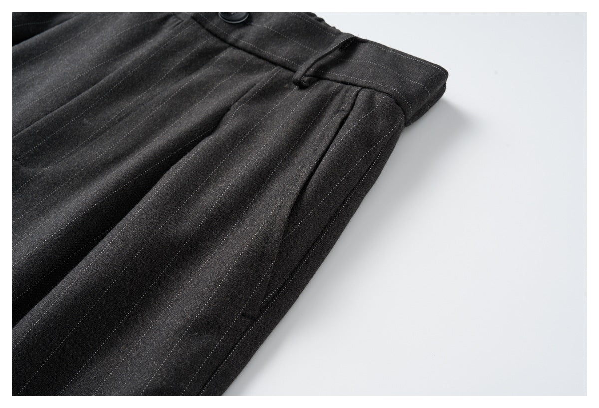 Charcoal Wide-Leg Trousers with Vertical Seams