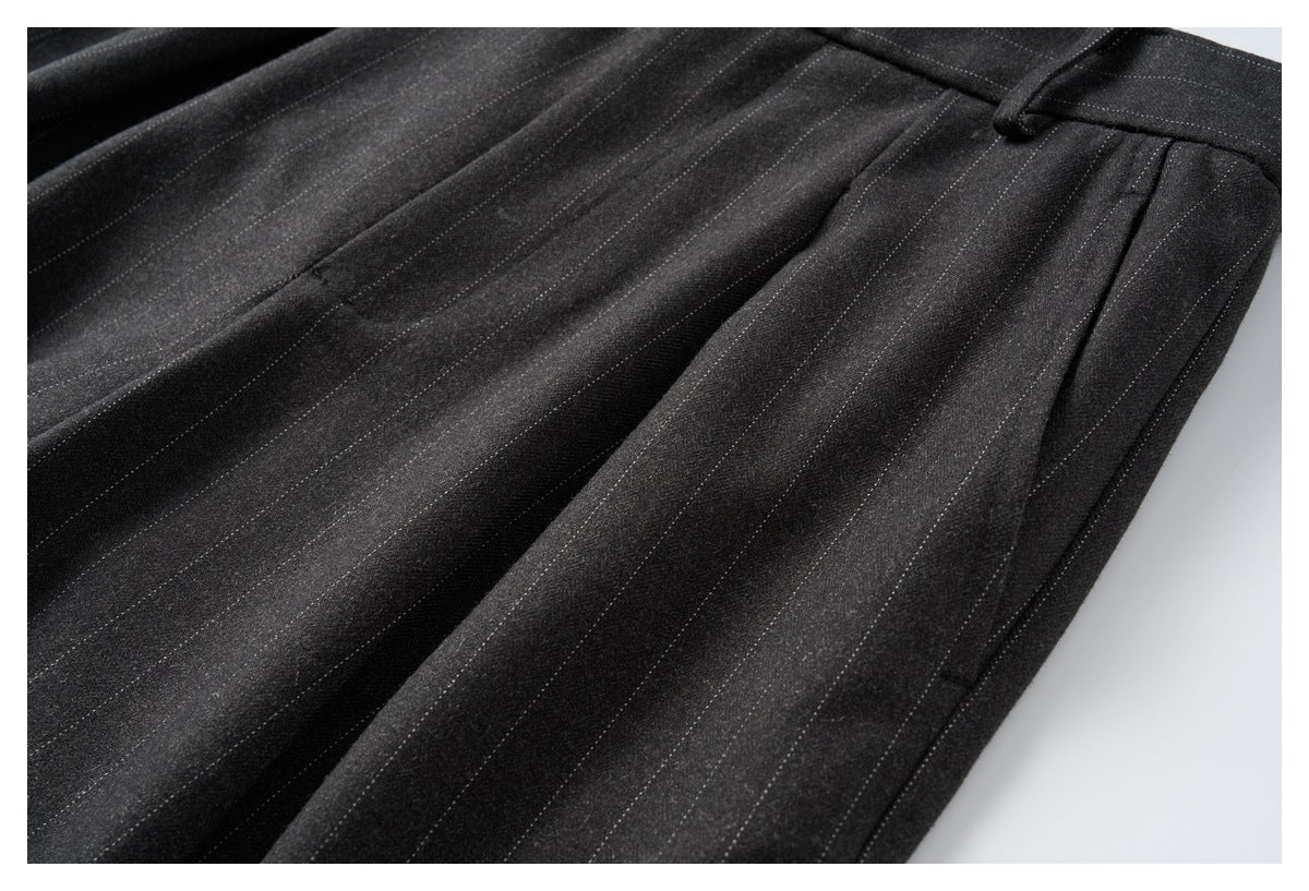 Charcoal Wide-Leg Trousers with Vertical Seams