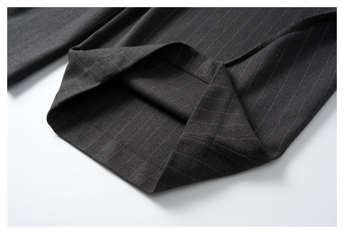Charcoal Wide-Leg Trousers with Vertical Seams